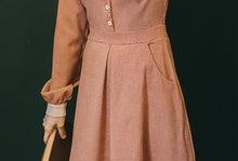 画像をギャラリービューアに読み込む, 丸襟 フロントリボン ロングワンピース