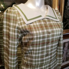 画像をギャラリービューアに読み込む, セーラーカラー グリーンチェックワンピース
