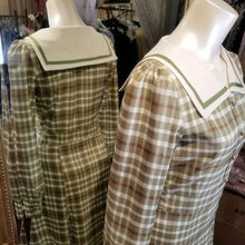 画像をギャラリービューアに読み込む, セーラーカラー グリーンチェックワンピース