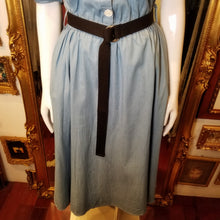 画像をギャラリービューアに読み込む, ベルト付き パフスリーブ ライトデニムワンピース