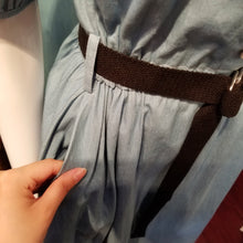 画像をギャラリービューアに読み込む, ベルト付き パフスリーブ ライトデニムワンピース