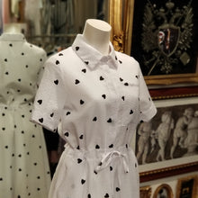 画像をギャラリービューアに読み込む, ホワイト ハートドット ウエスト絞り ワンピース