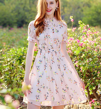 画像をギャラリービューアに読み込む, 花柄 グリッターライン フリルワンピース