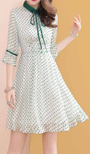 画像をギャラリービューアに読み込む, ダイヤ柄 七分袖 フレアワンピース