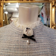 画像をギャラリービューアに読み込む, ツイード袖レースブローチ付きワンピース