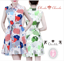 画像をギャラリービューアに読み込む, ポップ カラー ノースリーブミニワンピース