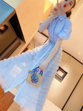 画像をギャラリービューアに読み込む, クリアベルト付き ティアードレース ボリュームワンピース