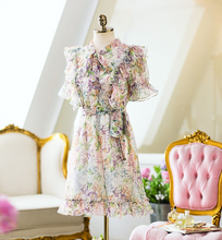 画像をギャラリービューアに読み込む, 【黒澤詩音様 ご着用】パステルフラワー シフォンフリルワンピース