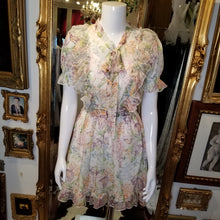 画像をギャラリービューアに読み込む, 【黒澤詩音様 ご着用】パステルフラワー シフォンフリルワンピース