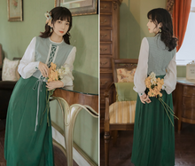 画像をギャラリービューアに読み込む, クロスリボン グリーンチェックワンピース