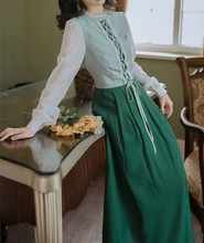 画像をギャラリービューアに読み込む, クロスリボン グリーンチェックワンピース