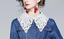 画像をギャラリービューアに読み込む, 【梅山恋和様 ご着用】デニム 襟レース ロングワンピース
