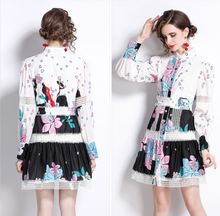 画像をギャラリービューアに読み込む, 【夏目莉來様 ご着用】フラワー パフスリーブ バンドカラー ミニワンピース