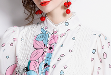 画像をギャラリービューアに読み込む, 【夏目莉來様 ご着用】フラワー パフスリーブ バンドカラー ミニワンピース