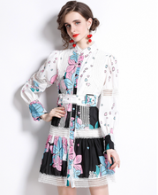 画像をギャラリービューアに読み込む, 【夏目莉來様 ご着用】フラワー パフスリーブ バンドカラー ミニワンピース