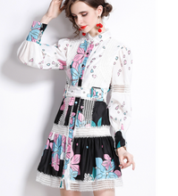 画像をギャラリービューアに読み込む, 【夏目莉來様 ご着用】フラワー パフスリーブ バンドカラー ミニワンピース