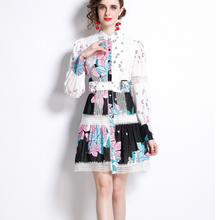 画像をギャラリービューアに読み込む, 【夏目莉來様 ご着用】フラワー パフスリーブ バンドカラー ミニワンピース