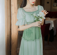 画像をギャラリービューアに読み込む, 【高田もも様 ご着用】パステルグリーン シフォン ティアードワンピース