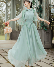 画像をギャラリービューアに読み込む, 【原奈津子様、夏目莉來様 ご着用、SUPER☆GiRLS 樋口なづな 様ご購入】グリーン フェアリー シフォンワンピース