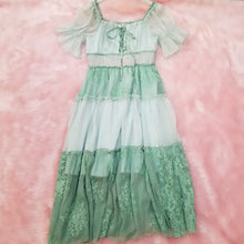 画像をギャラリービューアに読み込む, 【高田もも様 ご着用】パステルグリーン シフォン ティアードワンピース