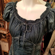 画像をギャラリービューアに読み込む, デニム マーメイド パフスリーブ ギャザーワンピース