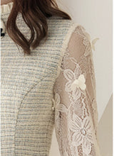 画像をギャラリービューアに読み込む, ツイード袖レースブローチ付きワンピース
