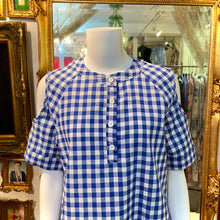 画像をギャラリービューアに読み込む, ショルダーカット ギンガムチェック フリルワンピース