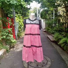 画像をギャラリービューアに読み込む, ギンガムチェック レース ティアードワンピース