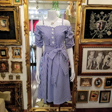 画像をギャラリービューアに読み込む, ブルーストライプ オフショルダー ワンピース