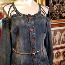 画像をギャラリービューアに読み込む, ショルダーカット デニムAラインワンピース