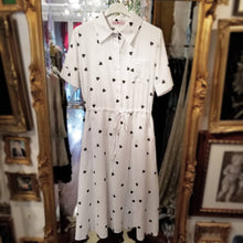 画像をギャラリービューアに読み込む, ホワイト ハートドット ウエスト絞り ワンピース