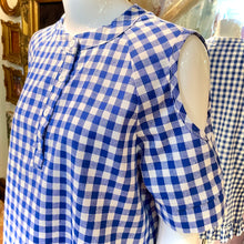 画像をギャラリービューアに読み込む, ショルダーカット ギンガムチェック フリルワンピース