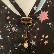 画像をギャラリービューアに読み込む, チャーム付き 星柄 オープンショルダーワンピース