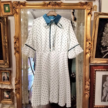 画像をギャラリービューアに読み込む, ダイヤ柄 七分袖 フレアワンピース