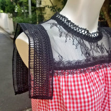 画像をギャラリービューアに読み込む, ギンガムチェック レース ティアードワンピース