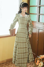 画像をギャラリービューアに読み込む, セーラーカラー グリーンチェックワンピース