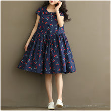 画像をギャラリービューアに読み込む, チェリー柄 フレア ガーリーワンピース