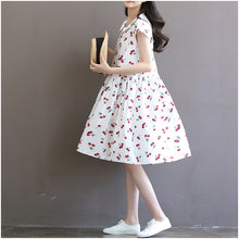 画像をギャラリービューアに読み込む, チェリー柄 フレア ガーリーワンピース