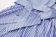 画像をギャラリービューアに読み込む, ブルーストライプ オフショルダー ワンピース