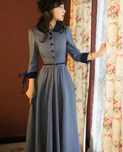 画像をギャラリービューアに読み込む, 【竹内美宥 様ご購入】七分袖ネイビーレトロワンピース