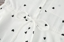 画像をギャラリービューアに読み込む, ホワイト ハートドット ウエスト絞り ワンピース