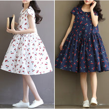 画像をギャラリービューアに読み込む, チェリー柄 フレア ガーリーワンピース
